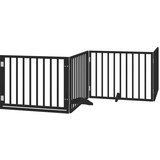 vidaXL Ograda za pse z vrati zložljiva 10 panelov črna 800 cm les | Shoptok.si
