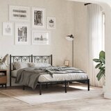 Maison Chic Kovinski Posteljni okvir - Dvoposteljna postelja - Zakonska postelja z vzglavjem črn 135x190 cm, (21693283) | Shoptok.si