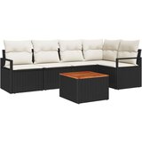  Set od 6 dijelova vrtnih kauča s jastučićima crni poly ratan acacia Dvosjed vrtni kauč s pohranom i jastučićima crni poly ratan | shoptok.hr