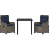 vidaXL komplet za jedilnico v vrtu 3 pcs siva poly ratan | Shoptok.si