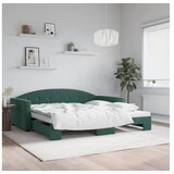 vidaXL Izvlečna dnevna postelja temno zelena 100x200 cm žame Cene