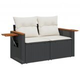 vidaXL 9-delni vrtni sofa set z blazinami črn poli ratan akacija | Shoptok.si