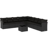  10-dijelni set vrtnih sofa s jastucima crni od poliratana | shoptok.hr