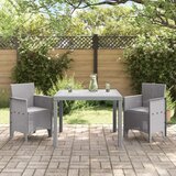 3 Set 3 kosov vrtne jedilnice z blazinami svetlo siva poliratan, (22089762) | Shoptok.si