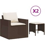 vidaXL Vrtna sedežna garnitura 4-delna z blazinami rjav poli ratan | Shoptok.si