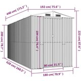 vidaXL Vrtna lopa svetlo siva 192x440x223 cm pocinkano jeklo | Shoptok.si