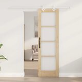  Klizna vrata Prirodna 61 x 198,5 cm Masivna borovina i staklo | shoptok.hr