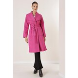 By Saygı Handkerchief Collar Inner Lined Waist Belted Bag Pocket Cachet Coat | shoptok.hr