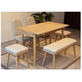 Hanah home vina mini 03 1005 oak cream produžni set trpezarijskih stolova i stolica (6 komada)) | ePonuda.com