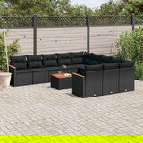 vidaXL 12-dijelni set vrtnih sofa od poliratana s jastucima crni | shoptok.hr