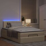 vidaXL Otomanski posteljni okvir z vzmetnico krem 120x190 cm blago, (21611633) | Shoptok.si