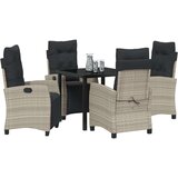 vidaXL 5-delni vrtni jedilni set Svetlo siva Poli ratan | Shoptok.si