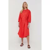 Max Mara Leisure Bombažna obleka rdeča barva