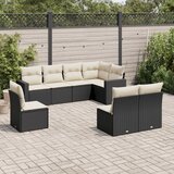  8-dijelni set vrtnih sofa od poliratana s jastucima crni Crna | Shoptok.si