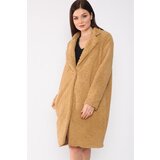 Dewberry Z6661 LADIES PLUSH COAT-MUSTARD | shoptok.hr