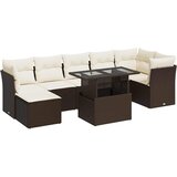  8-dijelni set vrtnih sofa s jastucima smeđi od poliratana | shoptok.hr