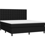  Box spring postelja z vzmetnico LED črna 160x200 cm blago, (20899452) | Shoptok.si