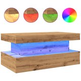 Maison Chic Klubska mizica - kavna mizica - Nizka mizica z LED lučkami artisian hrast 90x50x40 cm, (21751957) | Shoptok.si