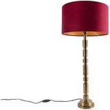 QAZQA Art Deco namizna svetilka bronasta 35 cm žametna senca rdeča - Torre Cene