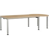 mauser Pravokotna miza, ŠxG 1800 x 900 mm, podnožje v obliki črke C na desni strani, plošča imitacija javorja, ogrodje aluminijasto srebrne barve | Shoptok.si