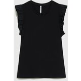 Marisse Black Blouse With Ruffles On The Shoulders | Shoptok.si