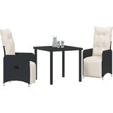 vidaXL 3-dijelni vrtni set s jastučićima Crna poli ratan | shoptok.hr