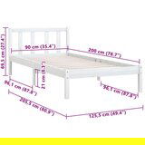  Za krevet od masivne borovine bijeli 90 x 200 cm | shoptok.hr