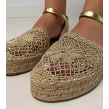 Gemre Golden perforated espadrille sandals Santos | ePonuda.com