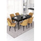 Hanah home Set Trpezarijski sto i 6 stolica Nef, oker-crna | Eponuda.ba