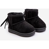 Boto Children's Furry Fringed Snow Boots Black Mikyla | Shoptok.si