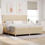 Box Spring postelja z vzmetnico in LED krem 200x200 cm tkanina, (22049510) Cene