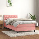 vidaXL Box spring krevet s madracem ružičasti 90x190 cm baršunasti Cijene