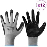 Rukavice za rad 12 pcs Siva i crna 9 / l Poliester | Eponuda.com