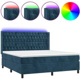  box spring s madracem LED tamnoplavi 160x200 cm baršun | shoptok.hr