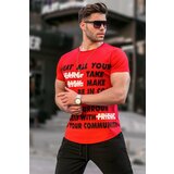 Madmext Text Detailed Red T-Shirt 3096 Cene