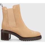 Tommy Hilfiger Chelsea iz semiša Outdoor Chelsea Mid Heel Boot ženski, bež barva | Shoptok.si