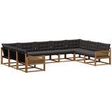 vidaXL Zunanja garnitura za sedenje z blazino 9 pcs Naravna in črna, (5000272949) | Shoptok.si