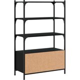  Knjižna omara 3-nadstropna črna 70x30x109,5 cm inženirski les | Shoptok.si
