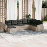 vidaXL 8-dijelni set vrtnih sofa od poliratana s jastucima svjetlosivi | shoptok.hr