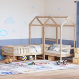 The Living Store Postelja in klop s streho 75x190 cm trdna borovina - Postelja In Klop, (21659833) | Shoptok.si