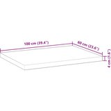 Stolna ploča 100x60x4 cm pravokutna od masivnog drva bagrema | shoptok.hr
