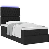  Otomanski okvir kreveta s madraca crni 90x200cm od tkanine | shoptok.hr