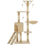 vidaXL Penjalica za mačke sa stupovima za grebanje od sisala 138 cm bež | shoptok.hr
