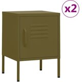  Nočne omarice 2 kosa olivno zelene 35x35x51 cm jeklo | Shoptok.si