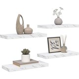  Stenska polica 4 pcs Beli marmor 60 x 23 x 4 cm Konstruiran les, (5000201457) Slike
