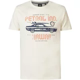 Petrol Industries Majica mornarsko plava / narančasta / vuneno bijela