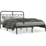 Metalni okvir za krevet s uzglavljem crni 135x190 cm | shoptok.hr