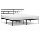 Maison Chic Kovinski Posteljni okvir - Dvoposteljna postelja - Zakonska postelja z vzglavjem črn 183x213 cm, (21693098) Cene