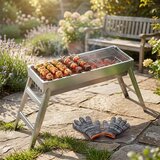 Vilde zložljiv prenosni žar na oglje 73 × 21 × 37 cm, inox + zaščitne rokavice | Shoptok.si
