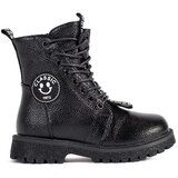 Shelvt Black lace-up ankle boots with fur padded | Shoptok.si